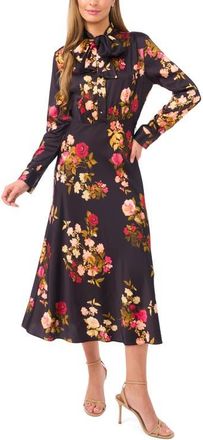 Ted Baker Alessandra Long Sleeve Tie Neck Shirtdress in Rich Black at Nordstrom, Size 2