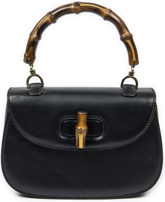 Gucci Pre-owned Womens Vintage Bamboo Flap Top Handle Shoulder Bag - Black - One Size