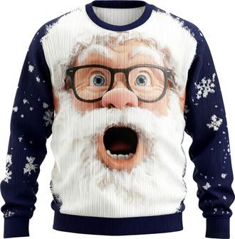 Generic Christmas Jumpers for Men Funny 3D SantaClaus Print Patterns Sweatshirt Pullover Xmas Party Sweaters Long Sleeve Jumper Christmas suits for Men Ugly X
