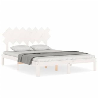 Berkfield Home Bed Frame with Headboard White 140x200 cm Solid Wood