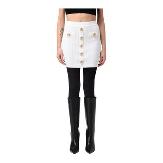 Balmain Short Skirts, female, White, Size: XS Knit Mini Skirt