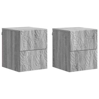 vidaXL Mesita De Noche De Pared 2 Pcs Sonoma Gris 34,5 X 33 X 40 Cm Vidaxl