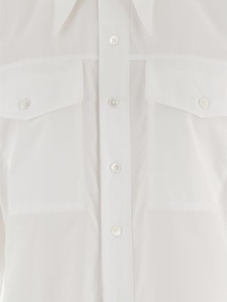 Ami Womens Cotton Shirt With Pointed Collar White