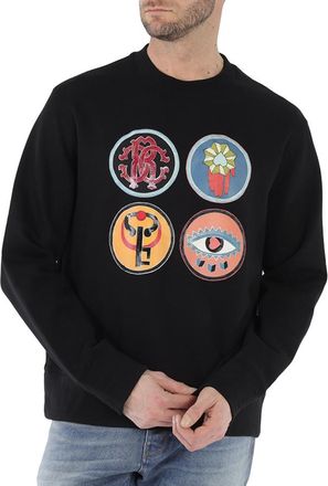 Roberto Cavalli Mens Black Lucky Symbol Sweatshirt, Size Medium