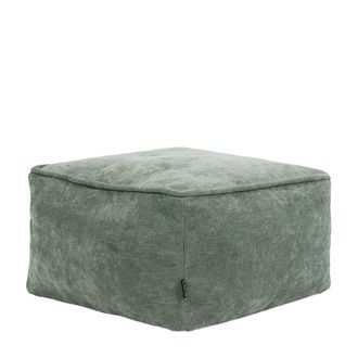 Icon Brand Reposapi&eacute;s puf cuadrado en tejido de chenilla texturado verde salvia