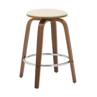 Leisure Mod Wooden Counter Stool Pelya Collection Modern Style Walnut color in Light Taupe
