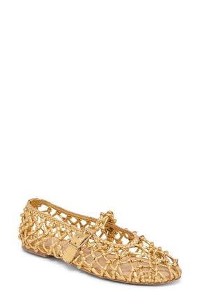 Dolce Vita Clair Woven Mary Jane Flat in Gold Woven Leather at Nordstrom, Size 10