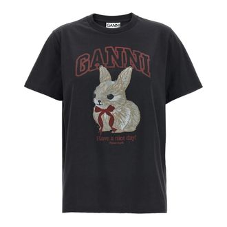 Ganni T-Shirts, female, Black, M, T-Shirts
