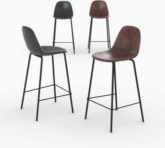 Rendez-Vous D&eacute;co Pack De 4 Sillas Para Isla Central Henrik Marr&oacute;n Y Gris/negro 65 Cm