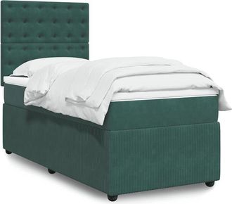 vidaXL Cama Box Spring Con Colch&oacute;n Terciopelo Verde Oscuro 100x200 Cm Vidaxl