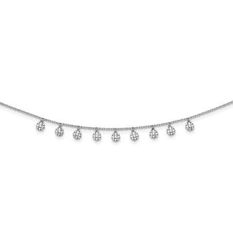 Diamond2Deal Sterling Silver 48 Stone 11 Star Stations Cubic Zirconia Necklace 18