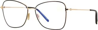 Tom Ford Eyeglasses Butterfly Full Rim, Ivory/gold Frame And Clear Demo Lens Lens Ft5906-B025