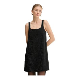 Pinko Pinko, Kleedjes, Dames, Zwart, S, Leer, Rechte Mini Jurk