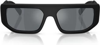 Dolce & Gabbana 56mm Rectangular Sunglasses in Matte Black /Light Grey Black at Nordstrom