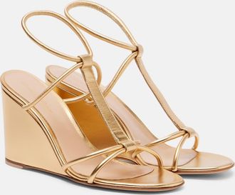 Gianvito Rossi Metallic leather wedge sandals