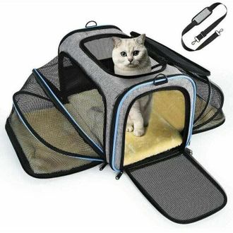 OEM Bolsa De Transporte Expandible Para Gatos Y Perros, Con Una Estructura Resistente, Malla Transpirable Y Amplio Espacio. Conveniente Para Viajar En Tre