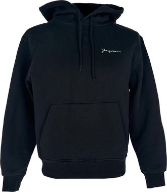 Jacquemus Logo-Embroidered Hoodie in Black Cotton