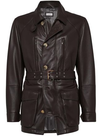 Brunello Cucinelli leather parka jacket - men - Nappa Leather - M - Brown