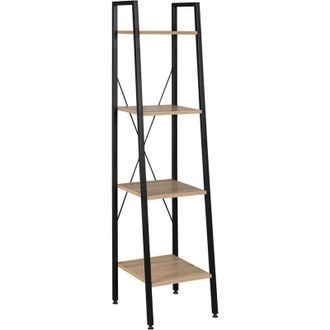 Woltu Estanteria Librer&iacute;a Oficina Estante Met&aacute;lico De Madera Y Acero Con 4 Estantes Peque&ntilde;o Negro + Roble Claro - Woltu