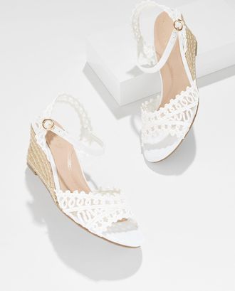 Talbots Royce Raffia Wedge Sandals - White - 10 1/2 M Talbots
