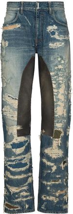 Givenchy Distressed Moleskin straight-leg jeans - Blauw