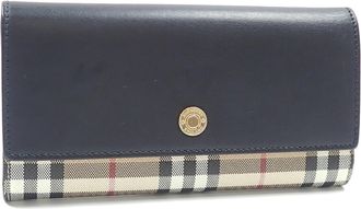 Burberry Black Leather Elastane Long Wallet (Bi-Fold) (Pre-Owned)
