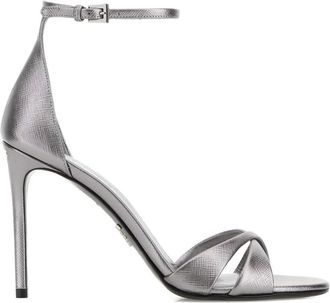 Prada Sandali in pelle con tacco - Argento