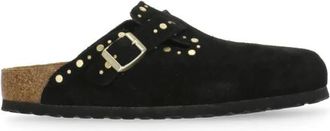 Birkenstock Schoenen, Dames, Zwart, 42 EU, Leer, Boston Rivet Narrow Fit