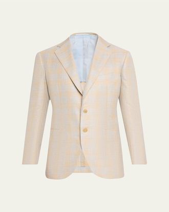 Cesare Attolini Mens Plaid Cashmere-Blend Sport Jacket