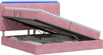 vidaXL Cama De Almacenamiento Led Con Colch&oacute;n Rosa 200 X 200 Cm Vidaxl
