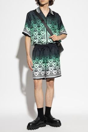 Casablanca Silk Shorts With Print, Mens, Green