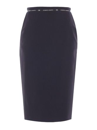 Elisabetta Franchi Skirt In Crpe Fabric With Logo Ribbon