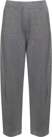 Brunello Cucinelli Grijze broek met lurex-details - Dames - Straight fit broeken - Grijs - M - Broeken