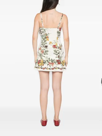 Alice & Olivia Floral-Print Cotton Dress - Cream