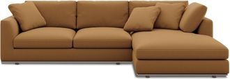 Castlery Hamilton Chaise Sectional Sofa Right Facing Customized, Caramel Performance Fleece, Spill Resistant, Removable Covers for Sofas, Castlery
