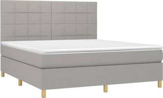 vidaXL Vidaxl - Cama Box Spring Colch&oacute;n Y Luces Led Tela Gris Claro 180x200 Cm