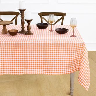 Solino Home Linen Tablecloth for Dining Table, Holiday and Everyday Table Decor - Gingham Check in Muskmelon at Nordstrom, Size X-Large