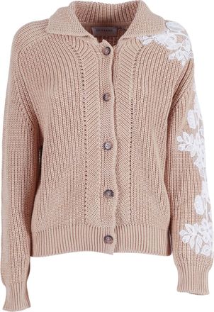 Ermanno Scervino Chunky Knit Floral Cardigan