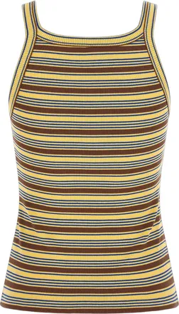 Fendi Striped Ribbed Cotton Tank Top - Multicolor