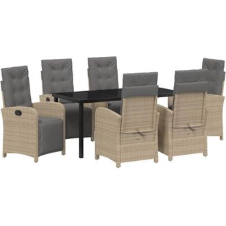 vidaXL Conjunto De Comedor De Jard&iacute;n 7 Pcs Beige Rat&aacute;n Sint&eacute;tico Vidaxl