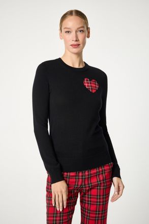 Trina Turk Plaid Heart Sweater