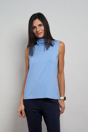 Seidel Moden Tanktop SEIDEL MODEN, Damen, Gr. 34, hellblau, Jersey, Obermaterial: 94% Viskose, 6% Elasthan, figurumspielend h&uuml;ftbedeckend, Rundhals, Tops Tanktop, 