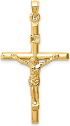 Diamond2Deal 14k Yellow Gold Hollow Crucifix Pendant