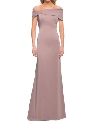 La Femme Off The Shoulder Gown In Champagne