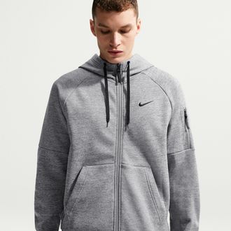 Nike Mens Nike Therma Therma-FIT Full-Zip Fitness Top in Grey | DQ4830-063