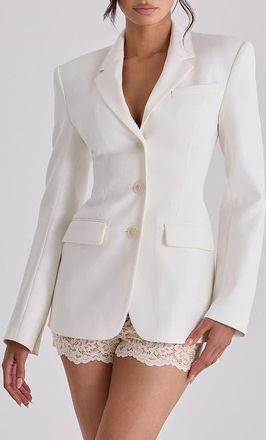 House of CB Luella Hourglass Crepe Jacket in Vintage Ivory at Nordstrom, Size X-Large