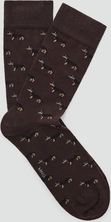 Mango Calzini cotone stampa cane marrone - Uomo - 40-42 - MANGO MAN