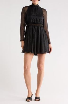 Longchamp Sheer Sleeve Silk Blend Dress in Black at Nordstrom Rack, Size 10 Us / 42 Fr