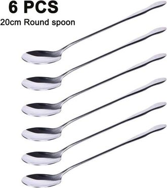 OEM Cucharas Largas De Acero Inoxidable Para Helado, Juego De 6 Unidades, Aptas Para C&oacute;cteles, T&eacute;, Caf&eacute;, Batidos Y Bebidas Fr&iacute;as