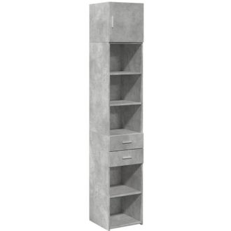 vidaXL Slim Storage Cabinet Concrete Grey 40x42.5x225 cm Engineered Wood Vidaxl